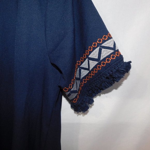 Umgee Womens L Blue Embroidered Boho Dress - Picture 3 of 10